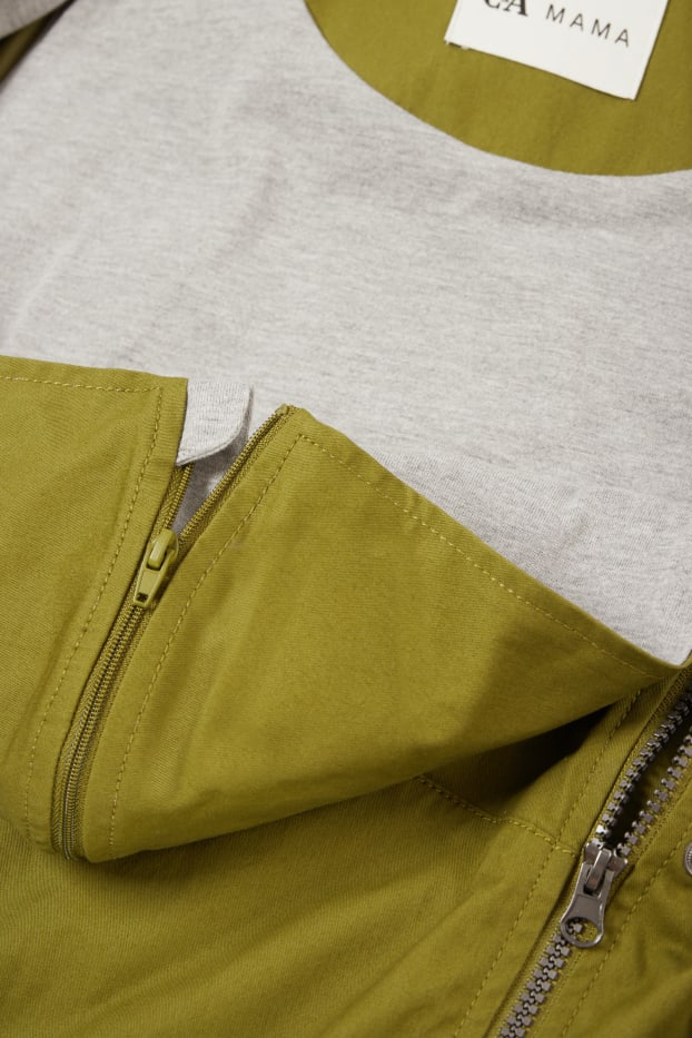 Damen - Umstands-Parka mit Kapuze und Baby-Einsatz - wasserabweisend - dunkelgrün