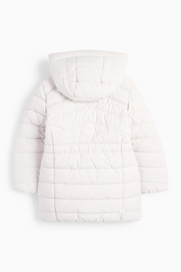 Children Girls - Minnie Mouse - quilted coat with hood - water-repellent - light beige