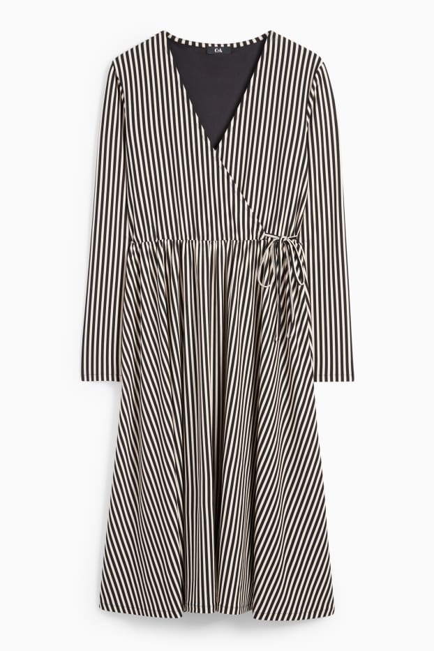 Dona - Vestit encreuat - de ratlles - beix