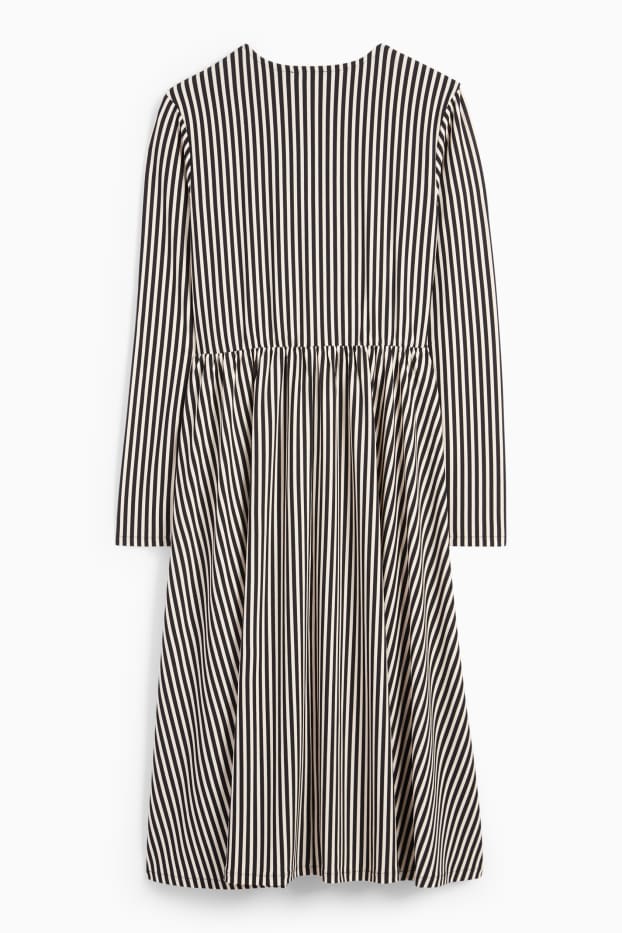 Dona - Vestit encreuat - de ratlles - beix