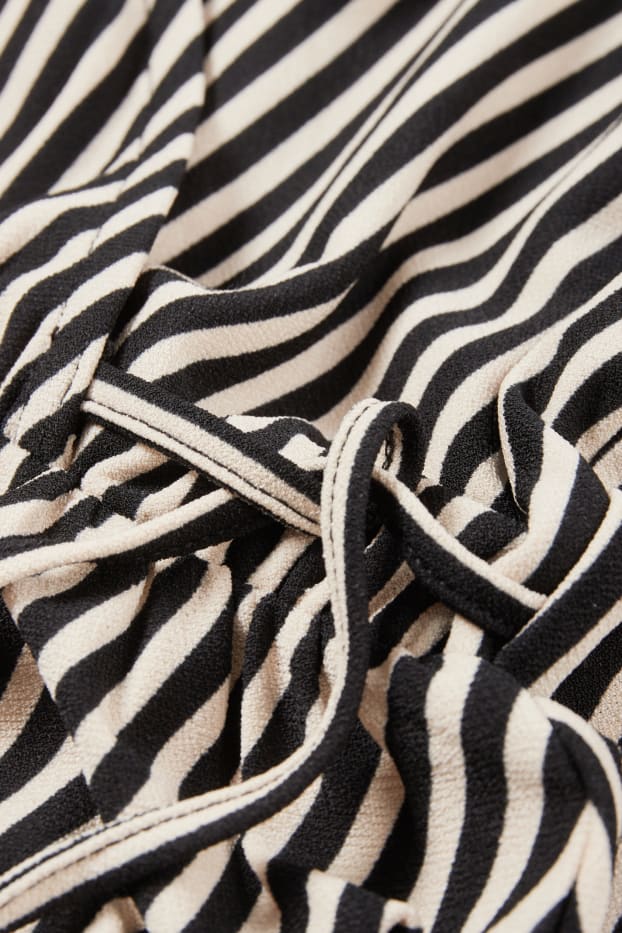 Dona - Vestit encreuat - de ratlles - beix