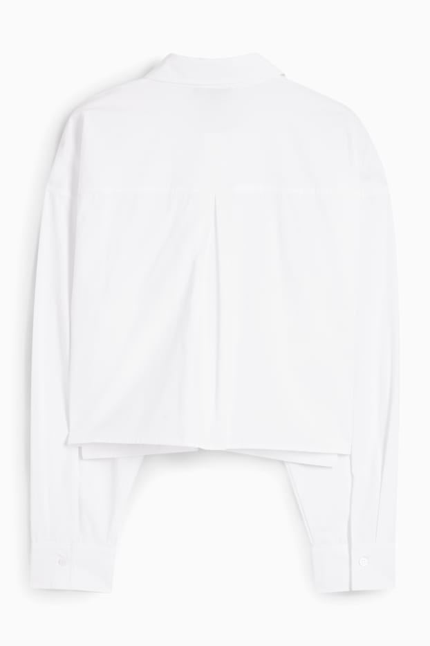 Femmes - Chemisier en popeline court - blanc