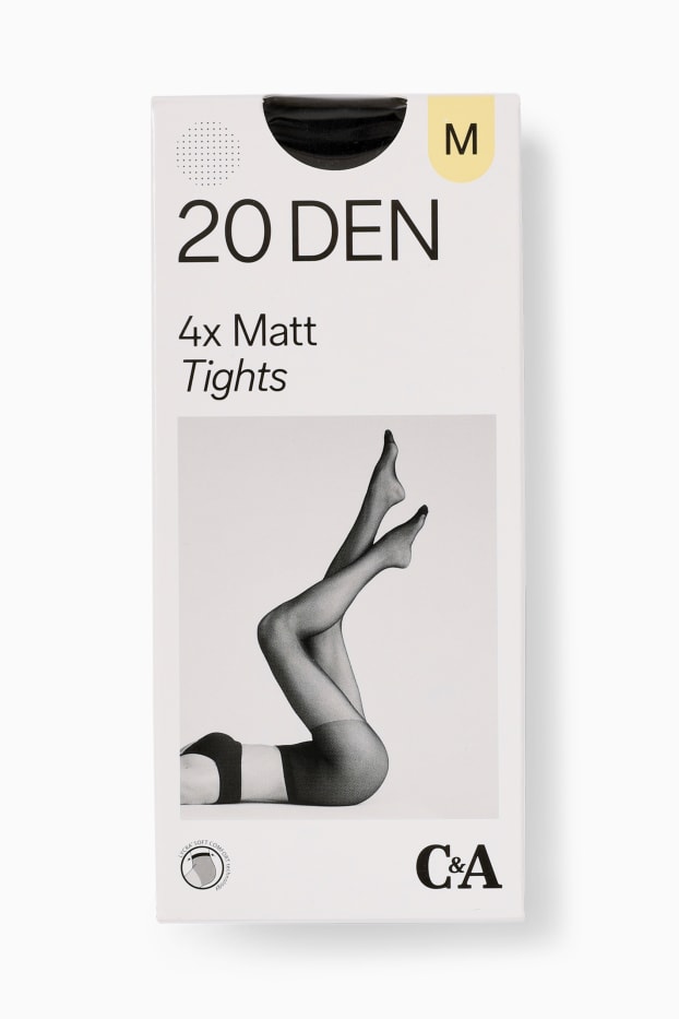 Dames - Set van 4 - panty - 20 DEN - zwart