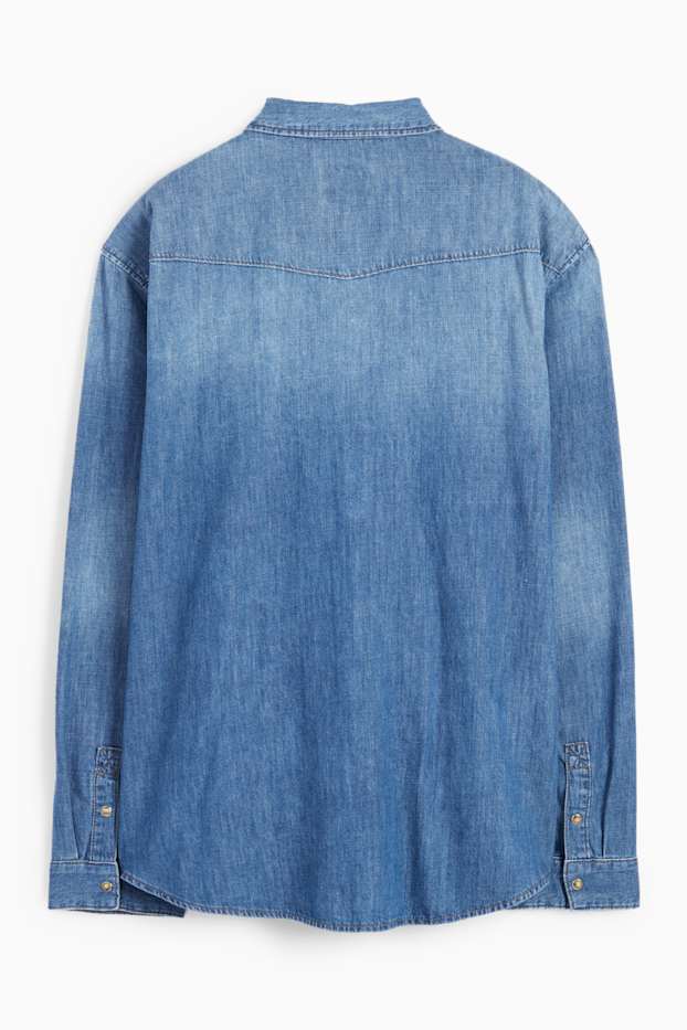 Men - Denim shirt - regular fit - Kent collar - blue denim