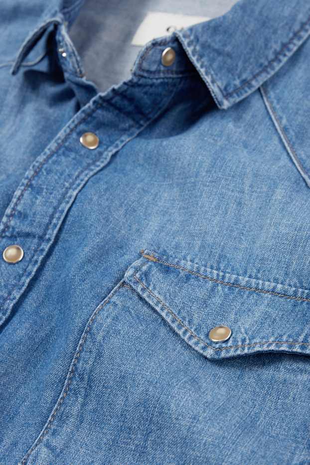Men - Denim shirt - regular fit - Kent collar - blue denim