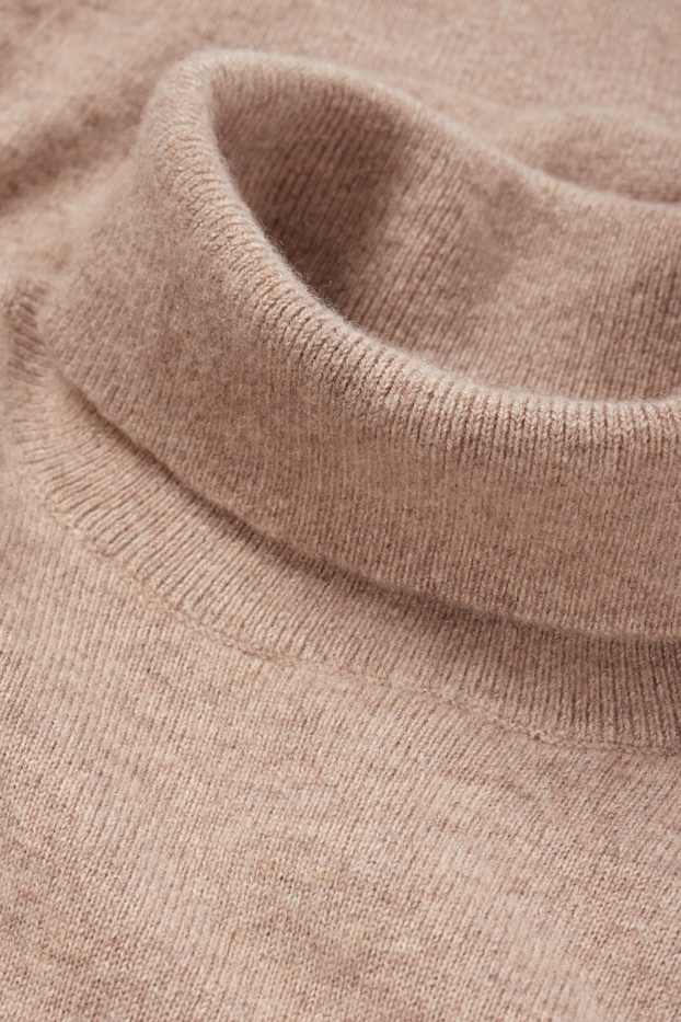 Hommes - Pull en cachemire à col roulé - marron clair