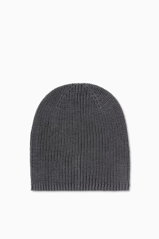 Hommes - Bonnet en maille - gris foncé