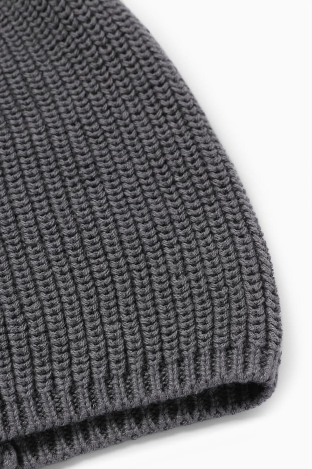 Hommes - Bonnet en maille - gris foncé