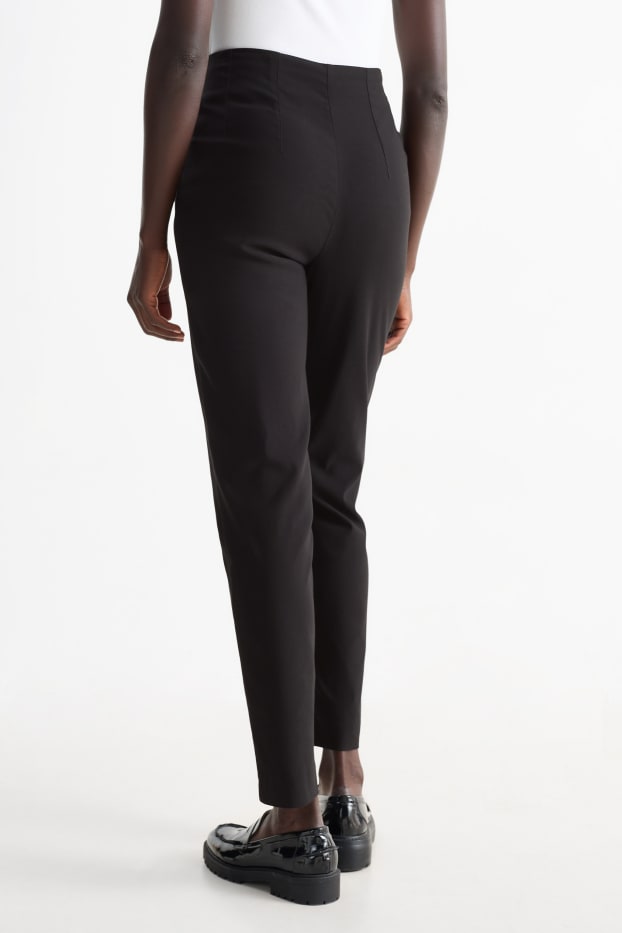 Femmes - Pantalon en toile - high waist - slim fit - noir