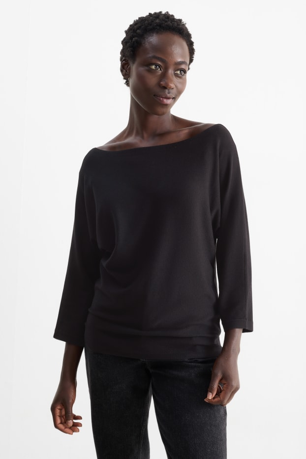 Femmes - Pull en maille fine - noir