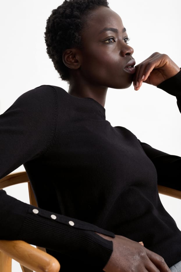 Femmes - Pull en fine maille - noir