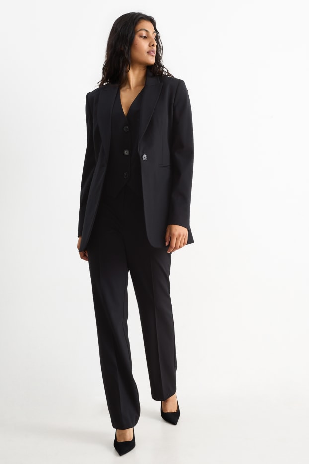 Femmes - Pantalon de bureau - mid waist - straight fit - Mix & Match - noir