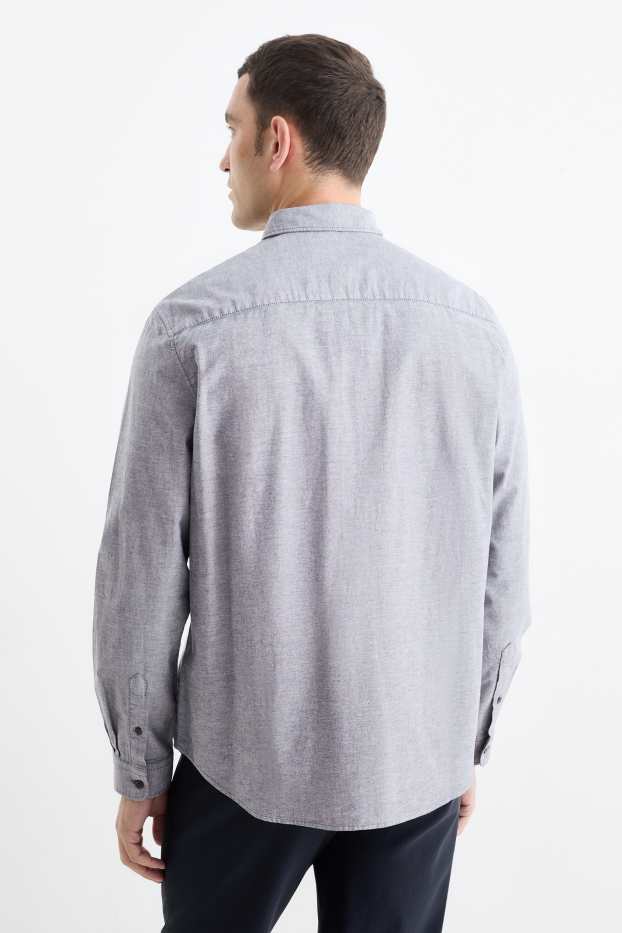Herren - Hemd - Regular Fit - Button-down - grau