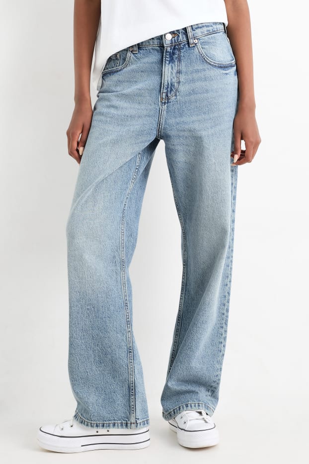 Damen - Baggy Jeans - Mid Waist - helljeansblau