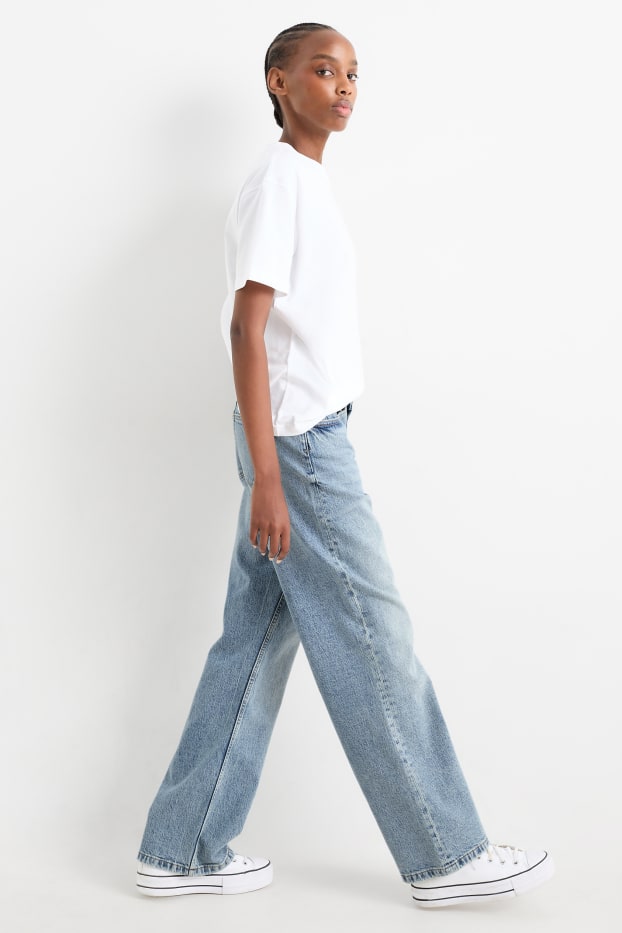 Damen - Baggy Jeans - Mid Waist - helljeansblau