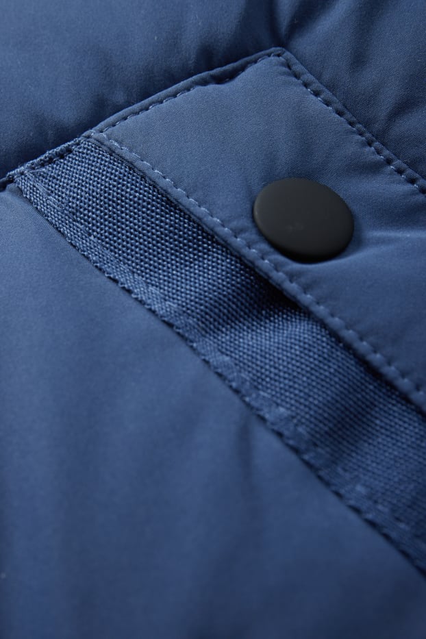 Děti - chlapci - Prošívaná vesta s kapucí - z vodoodpudivého materiálu - tmavomodrá