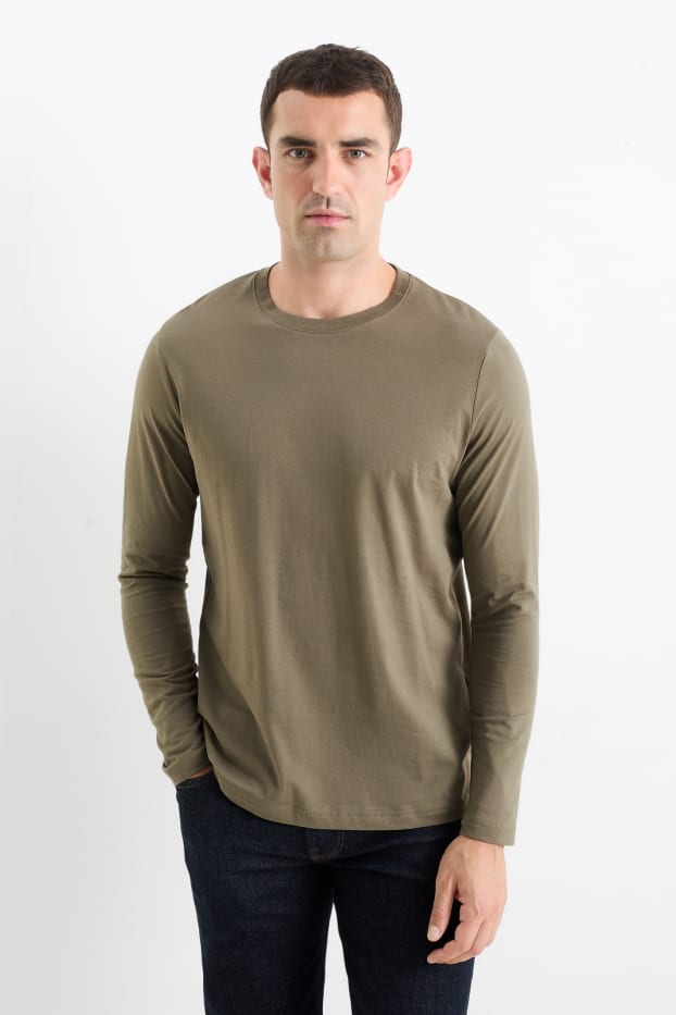 Uomo - Maglia a maniche lunghe - kaki