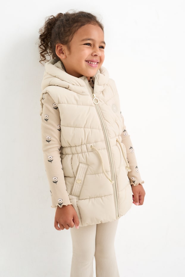 Enfants filles - Doudoune sans manches à capuche - déperlante - beige clair