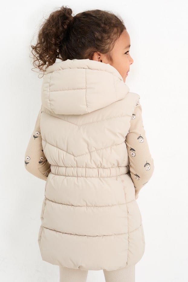 Enfants filles - Doudoune sans manches à capuche - déperlante - beige clair