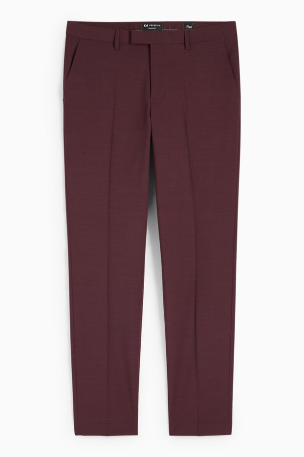 Hommes - Pantalon de costume - regular fit - Flex - 4 Way Stretch - bordeaux