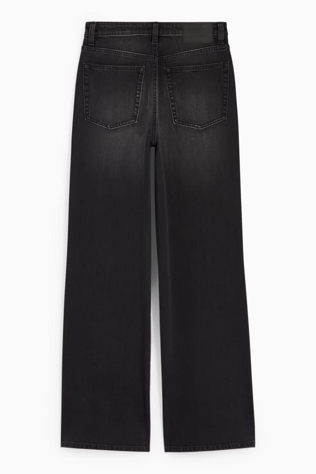 Damen - Wide Leg Jeans - High Waist - dunkeljeansgrau