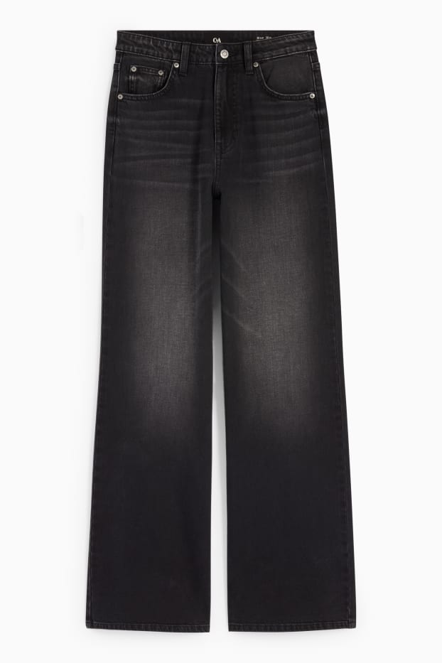 Damen - Wide Leg Jeans - High Waist - dunkeljeansgrau