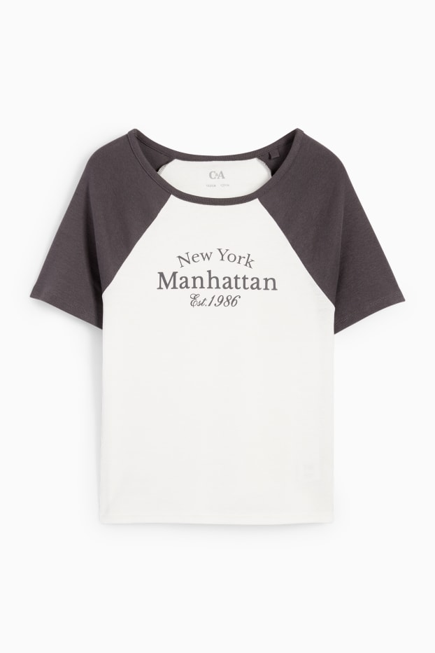 Copii - Fete - New York - tricou cu mânecă scurtă - alb / gri