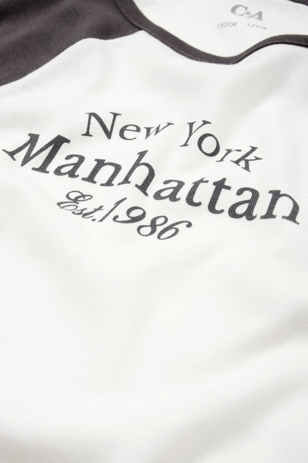 Copii - Fete - New York - tricou cu mânecă scurtă - alb / gri