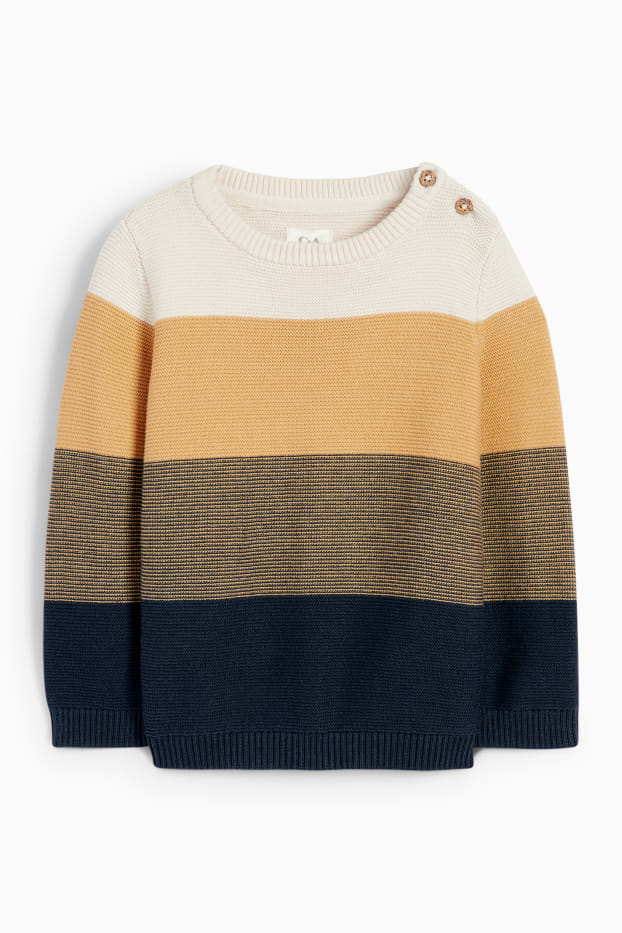 Neonati - Maglione per neonati - a righe - bianco crema