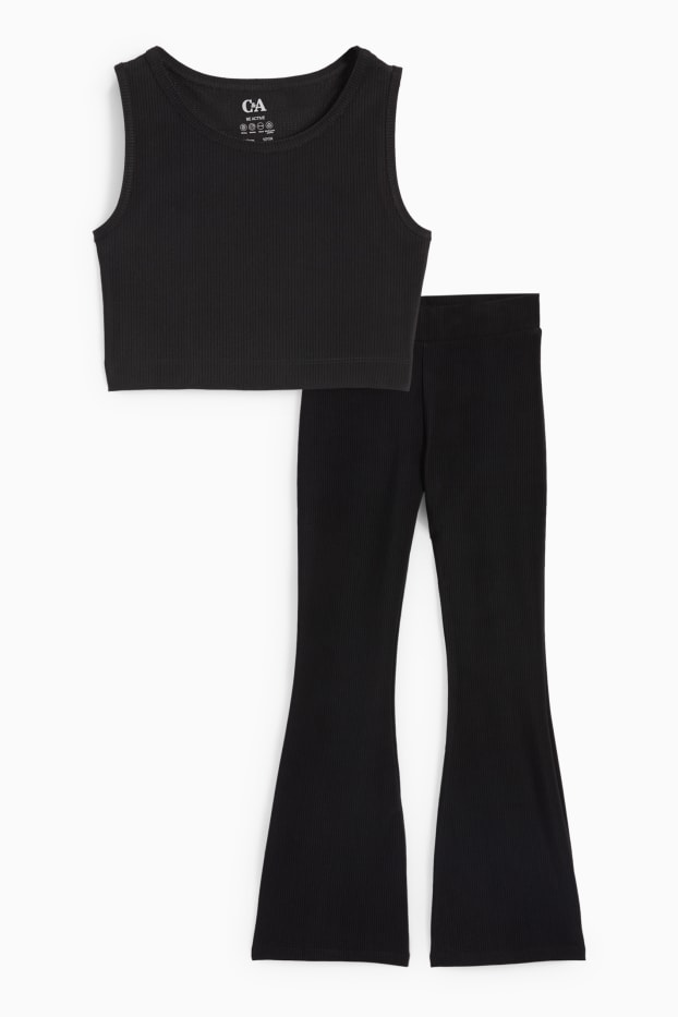Kinder Mädchen - Set - Funktions-Top und Flared Leggings - 2 teilig - schwarz