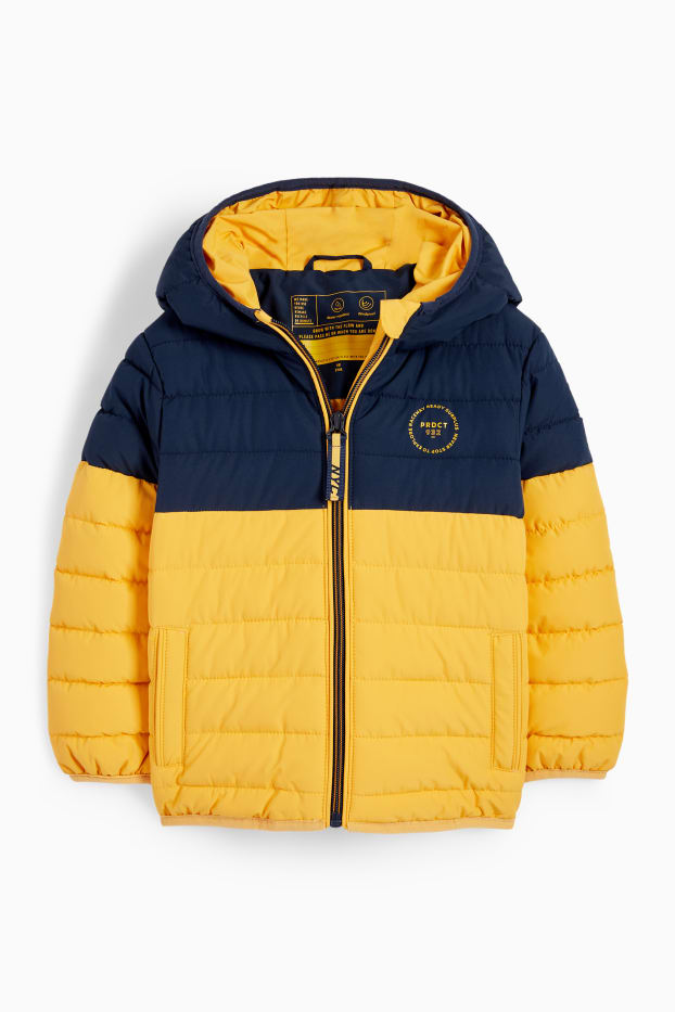 Kinder Buben - Steppjacke mit Kapuze - wasserabweisend - orange