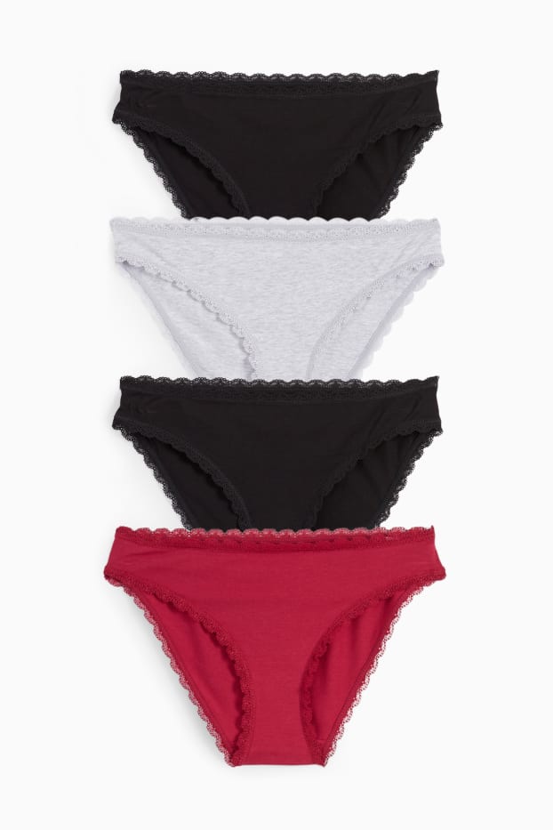 Dames - Set van 4 - slip - grijs