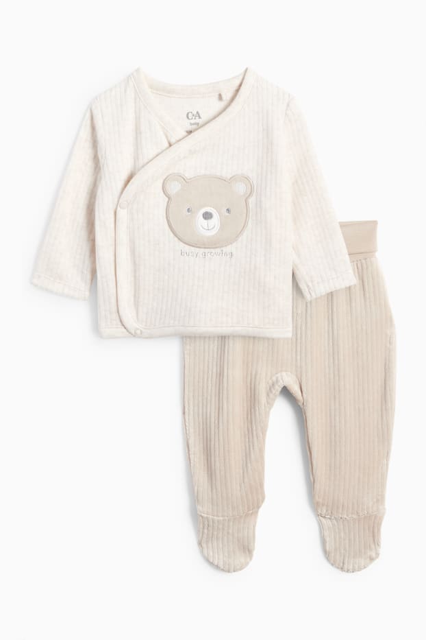Unisexe - Ourson - ensemble pour nouveau-né - 2 pièces - beige clair