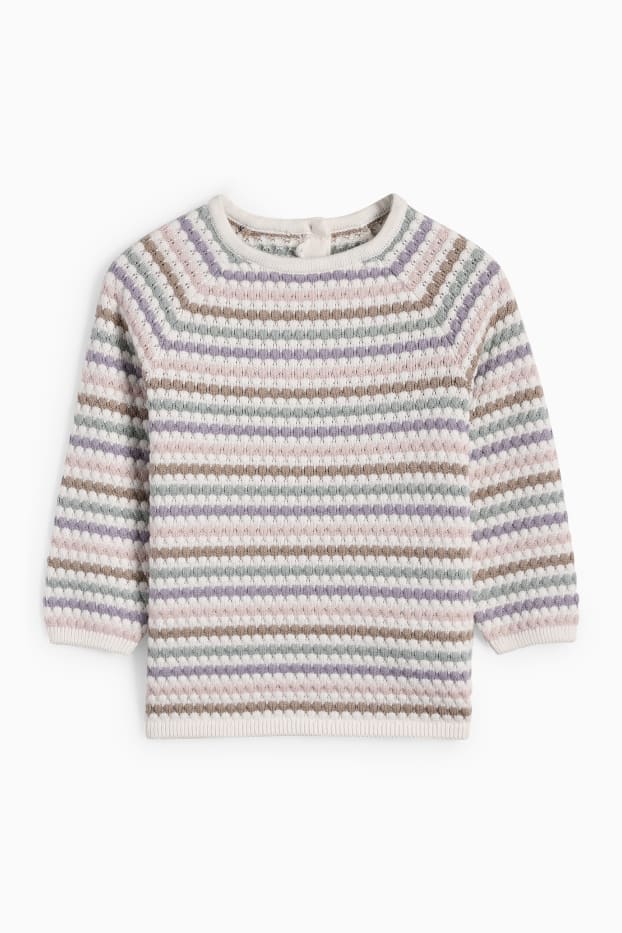 Baby Mädchen - Baby-Pullover - gestreift - cremeweiß