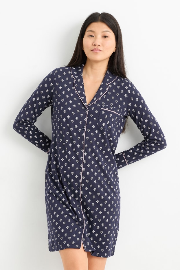 Donna - Camicia da notte - fantasia - blu scuro