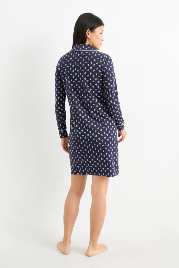 Donna - Camicia da notte - fantasia - blu scuro