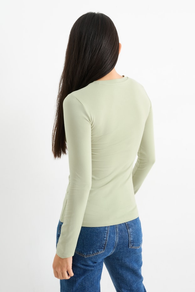 Donna - Maglia a maniche lunghe basic - verde chiaro