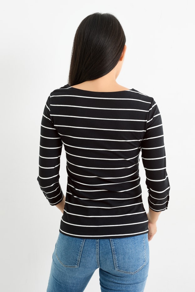 Donna - Maglia a maniche lunghe - a righe - nero