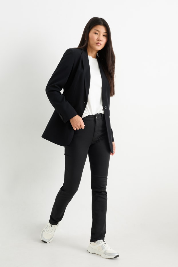 Dona - Pantalons de tela - high waist - slim fit - negre