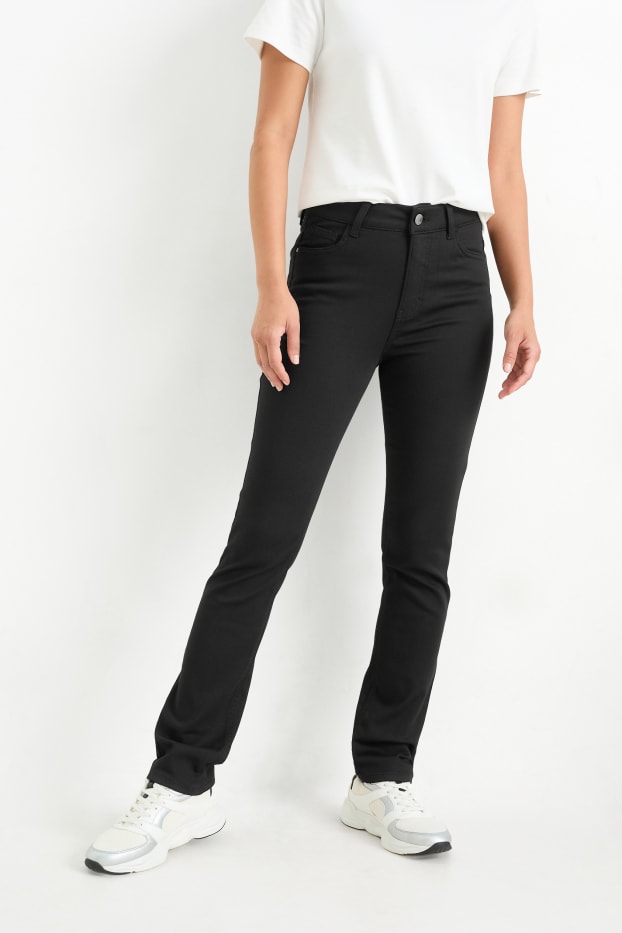 Dona - Pantalons de tela - high waist - slim fit - negre