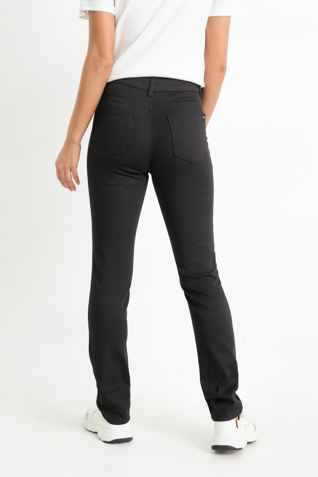 Dona - Pantalons de tela - high waist - slim fit - negre
