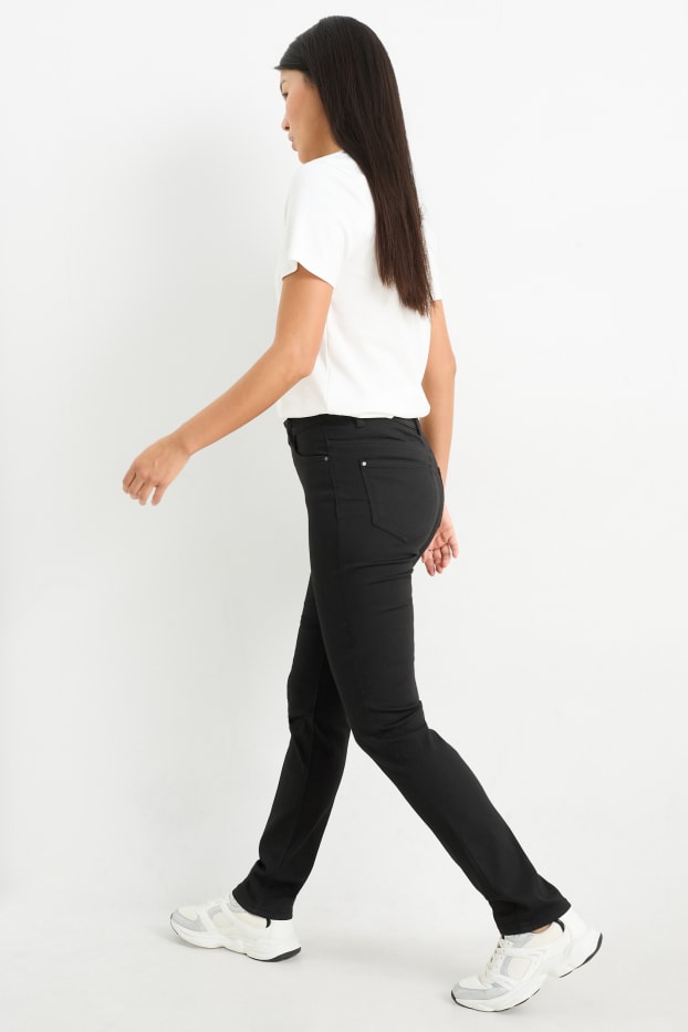 Dona - Pantalons de tela - high waist - slim fit - negre