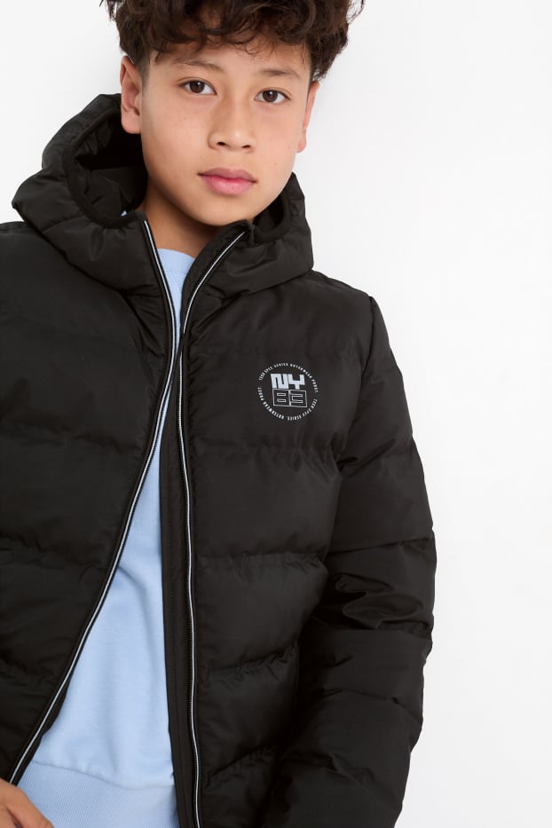Bambini - Giacca trapuntata con cappuccio - idrorepellente - nero