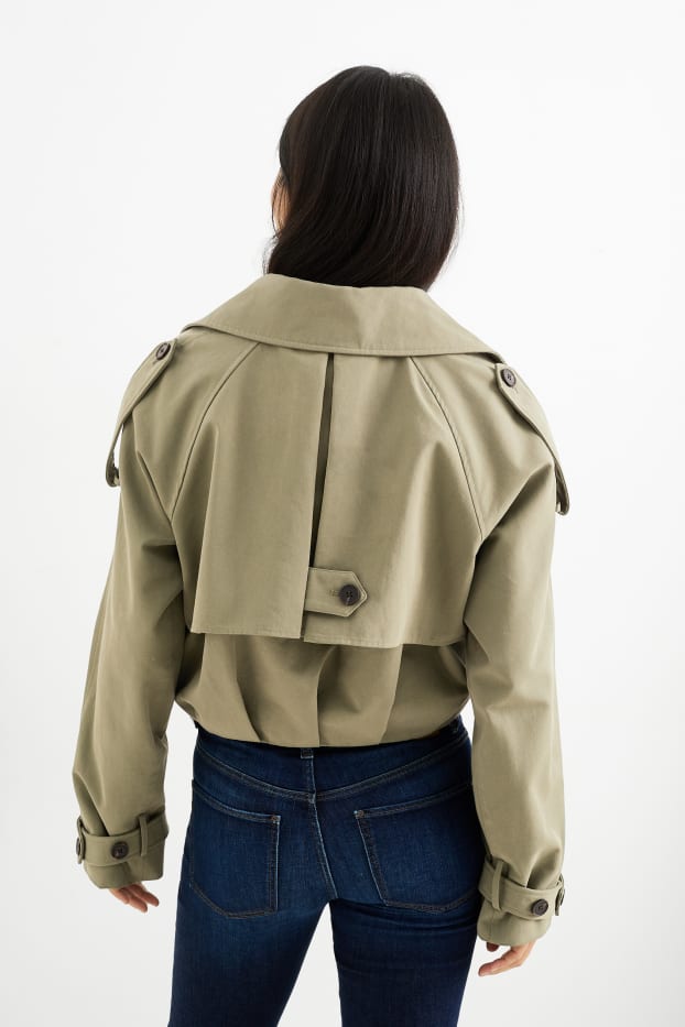 Dames - Korte trenchcoat - groen