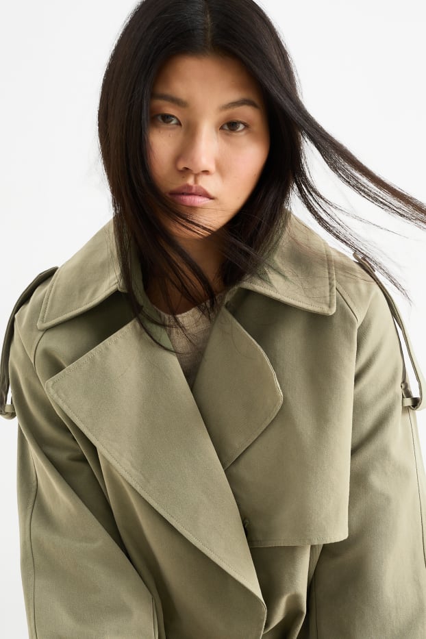 Dames - Korte trenchcoat - groen