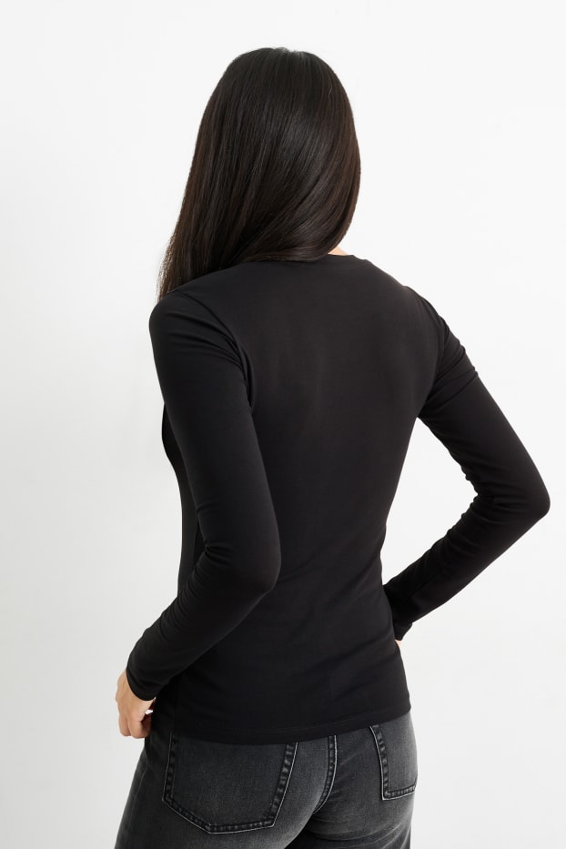 Femmes - Haut basique à manches longues - noir