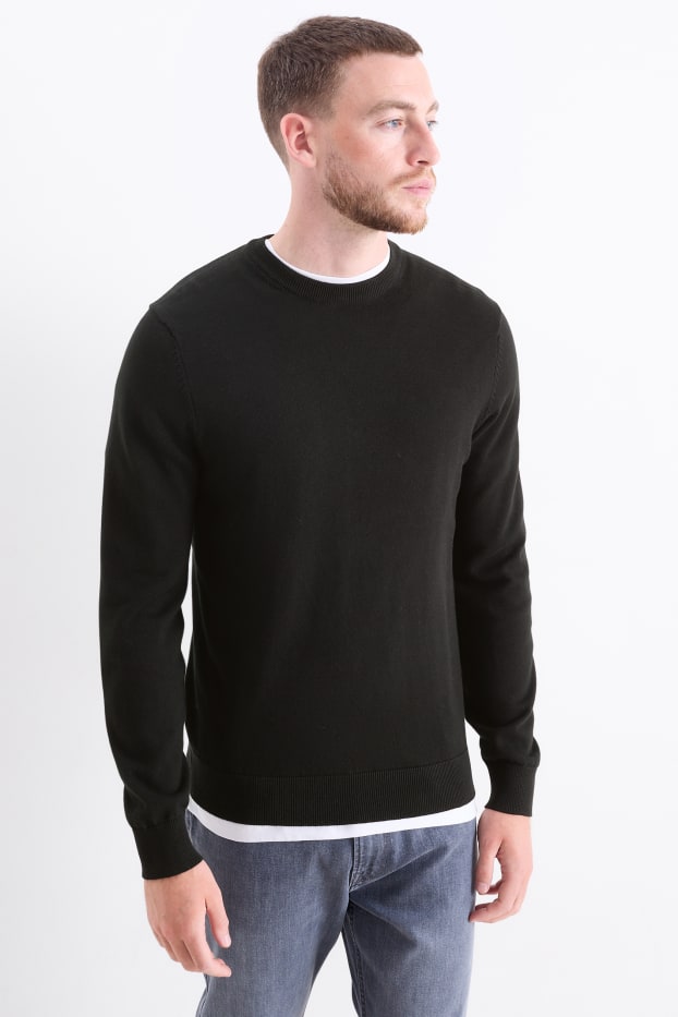 Herren - Feinstrick-Pullover - schwarz