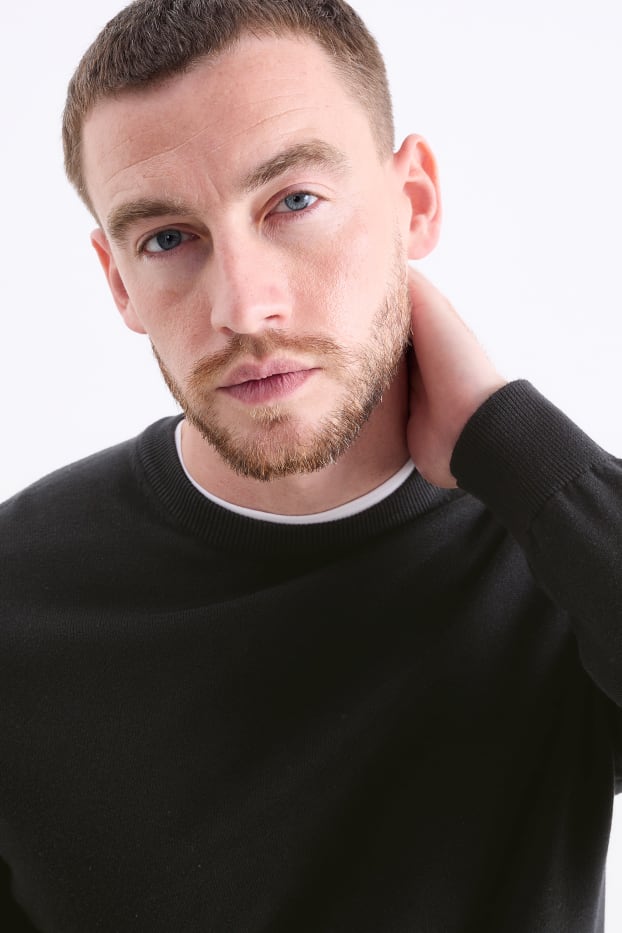 Herren - Feinstrick-Pullover - schwarz