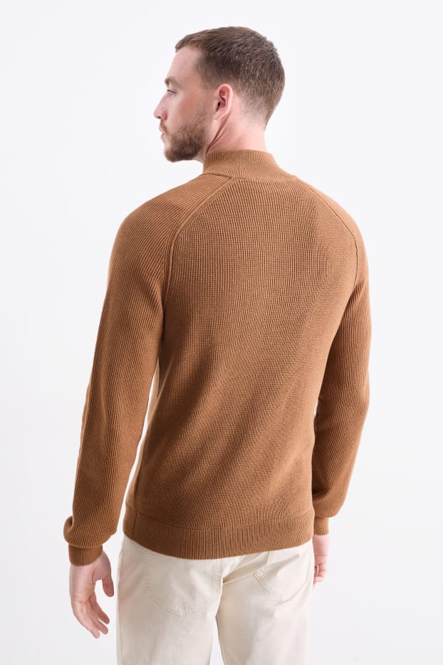 Bărbați - Cardigan tricotat - maro