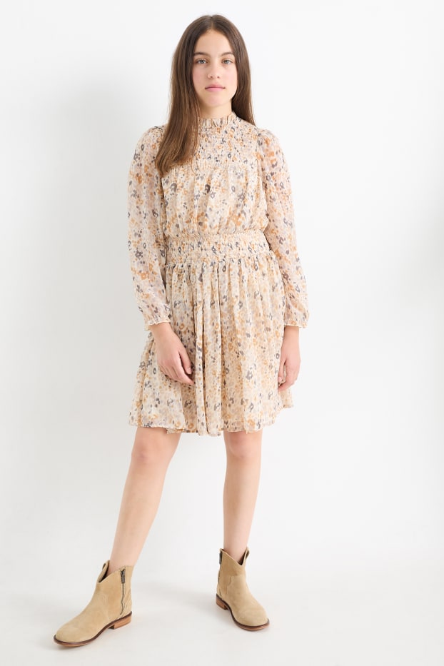 Copii - Fete - Rochie - cu model - bej deschis